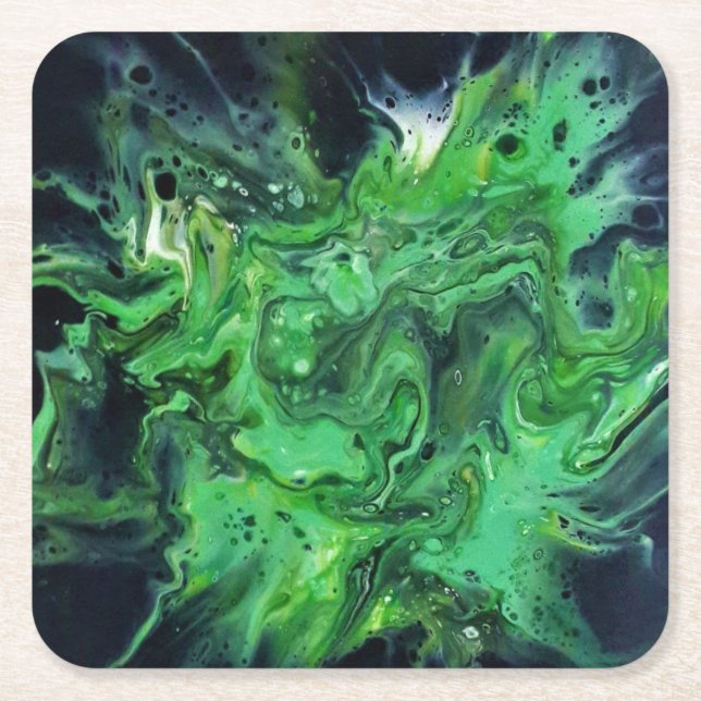 Abstract green collection. square paper coaster (Front)