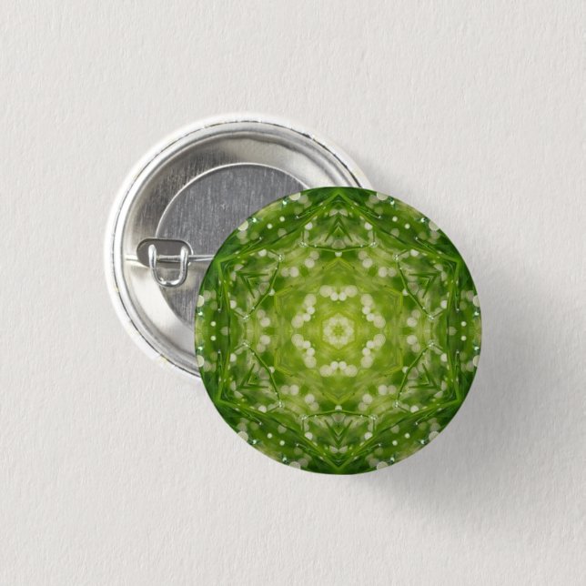 Abstract green decorative print 3 cm round badge (Front & Back)
