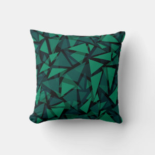 Abstract green emerald polygonal pattern cushion