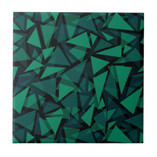 Abstract green emerald polygonal pattern throw pil ceramic tile