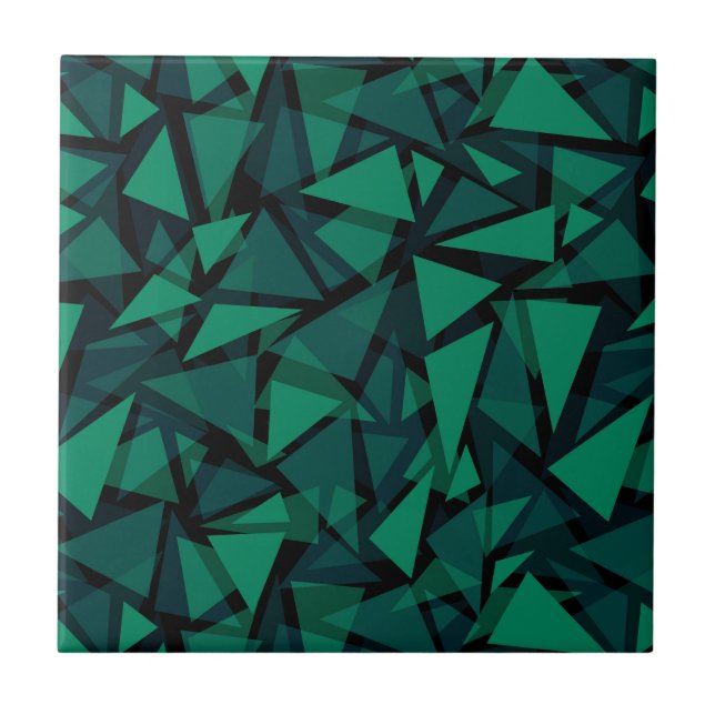 Abstract green emerald polygonal pattern throw pil ceramic tile (Front)