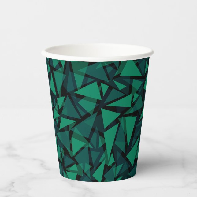 Abstract green emerald polygonal pattern throw pil paper cups (Front)