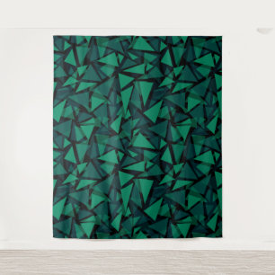 Abstract green emerald polygonal pattern throw pil tapestry