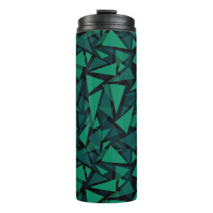 Abstract green emerald polygonal pattern throw pil thermal tumbler