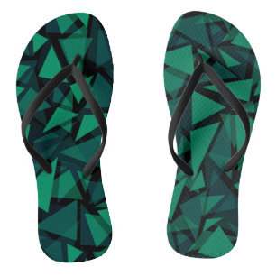 Abstract green emerald polygonal pattern throw pil thongs