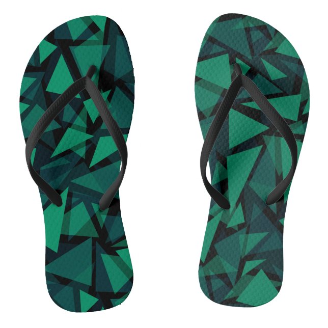 Abstract green emerald polygonal pattern throw pil thongs (Footbed)