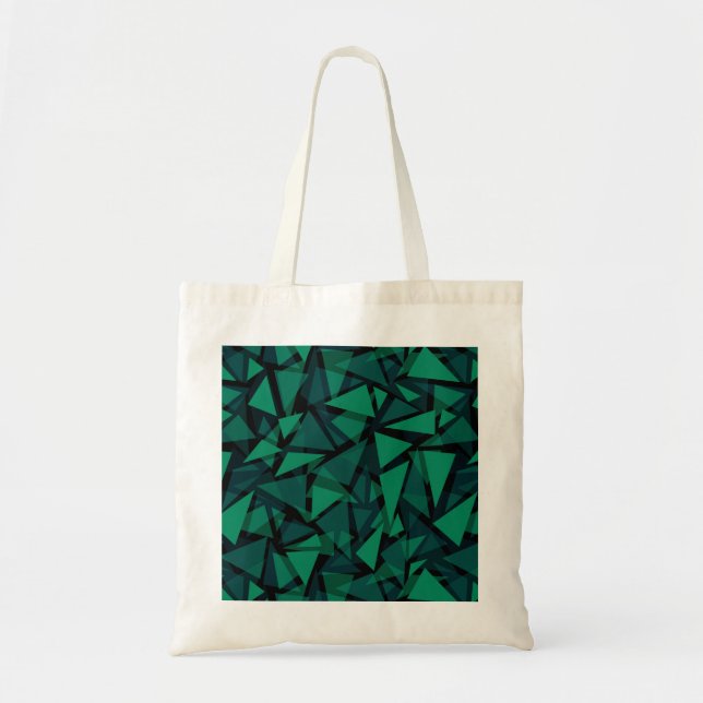 Abstract green emerald polygonal pattern throw pil tote bag (Front)