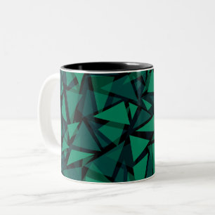 Abstract green emerald polygonal pattern throw pil Two-Tone coffee mug