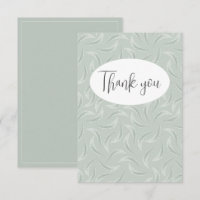 Abstract Green Feather Flat Thank You Card