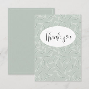 Abstract Green Feather Flat Thank You Card