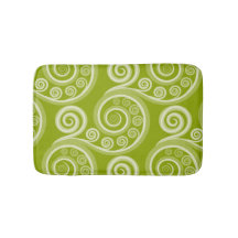 Abstract Green Fern Frond Swirl Bath Mat