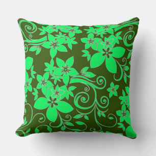 Abstract Green Floral Ornament Cushion