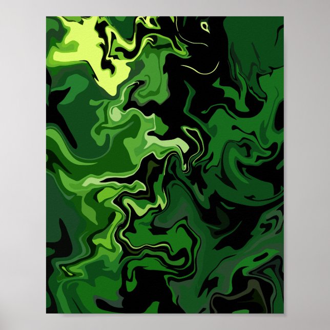 Abstract Green Flow Art Poster (Front)