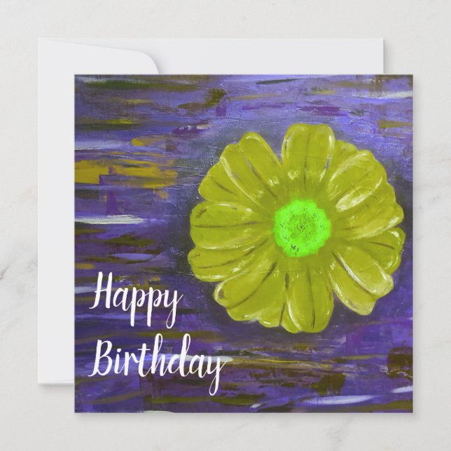 Abstract Green Flower Cute Open  Birthday Card (Front)