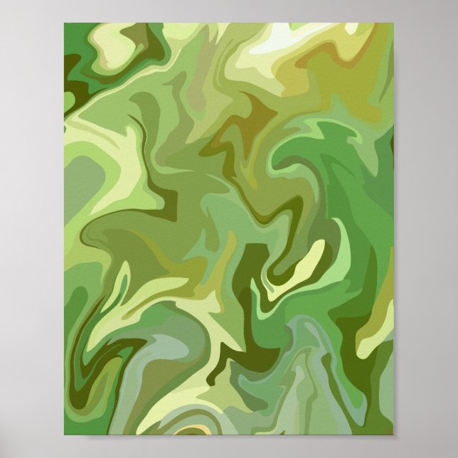 Abstract Green Fluid Art Design  Poster (Front)