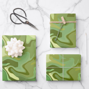 Abstract Green Fluid Art Design Wrapping Paper Sheet