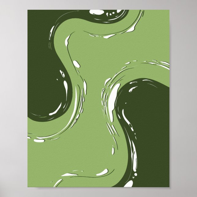 Abstract Green Fluid Wave Design Poster (Front)