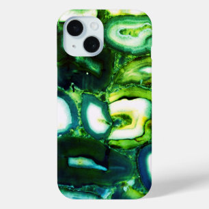 Abstract green geode, green gemstone  iPhone 15 case