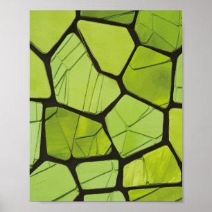 Abstract Green Geometric Mosaic Poster