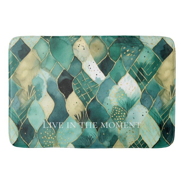 Abstract Green Gold Bath Mat (Front)