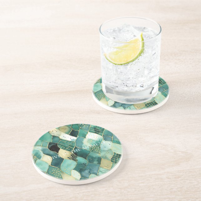 Abstract Green Gold Coaster (Side)