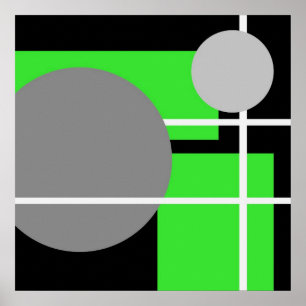 Abstract Green Grey Black White AP0001 Poster
