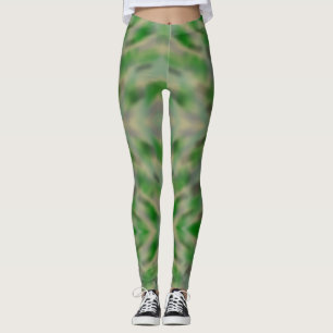 Abstract green grey camouflage design leggings
