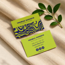 abstract green groovy script business card
