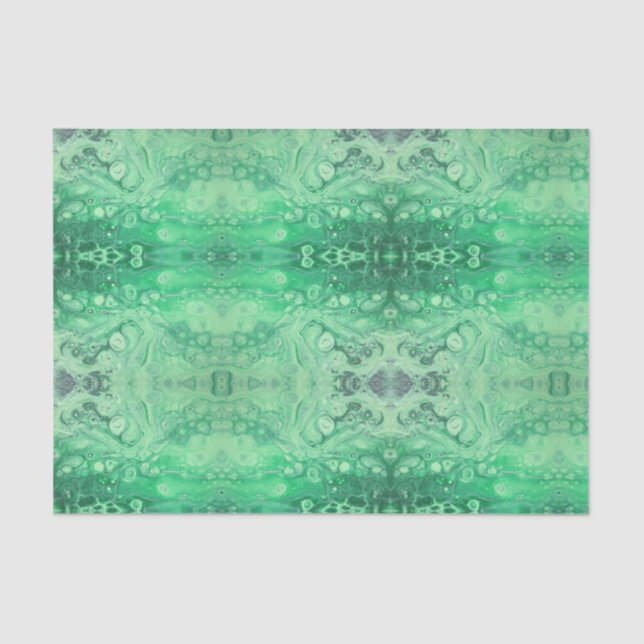 Abstract green jewel tone kaliedoscope bubbles tissue paper (Front)