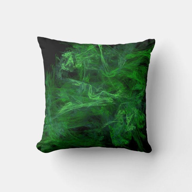 Abstract Green Jumbled Filaments Cushion (Front)