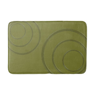 Abstract green khakiround circles 3d effect modern bath mat