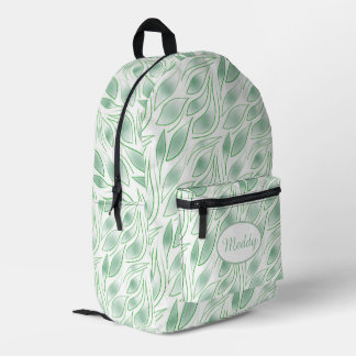 Abstract Green Leaf Pattern Botanical Printed Backpack