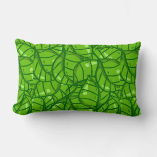 Abstract Green Leaf Pattern with Bright Illustrati Lumbar Cushion