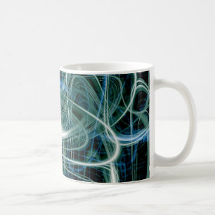 Abstract green light trails coffee mug