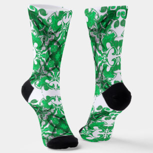 Abstract green mandala psychedelic butterfly socks