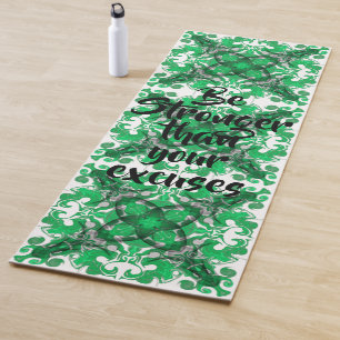 Abstract green mandala psychedelic butterfly  yoga mat