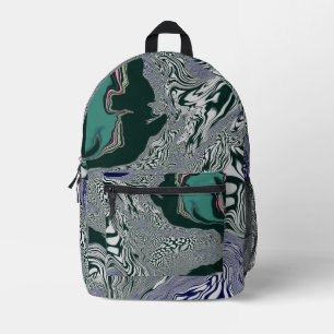 --Abstract Green Marble Swirl Art Printed Backpack