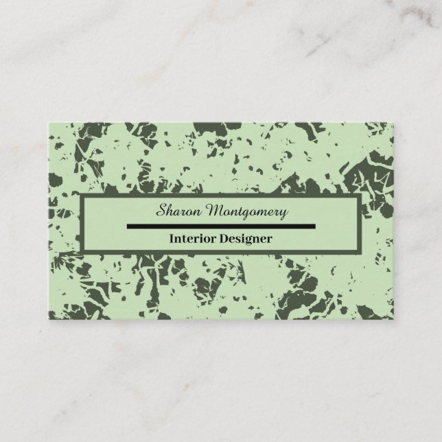 Abstract Green Marble with Splashes of Paint Business Card (Front)