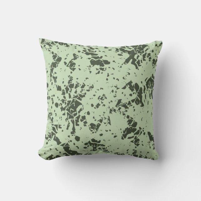 Abstract Green Marble with Splashes of Paint Cushion (Front)