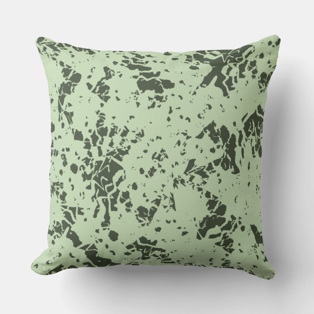 Abstract Green Marble with Splashes of Paint Throw Cushion (Front)