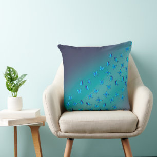 Abstract Green Moonbeams and Butterflies Cushion