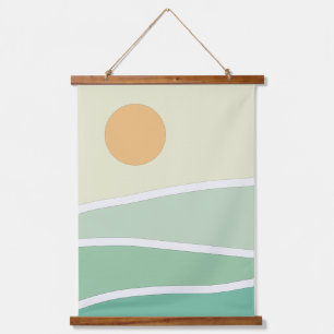 Abstract green mountains hanging tapestry