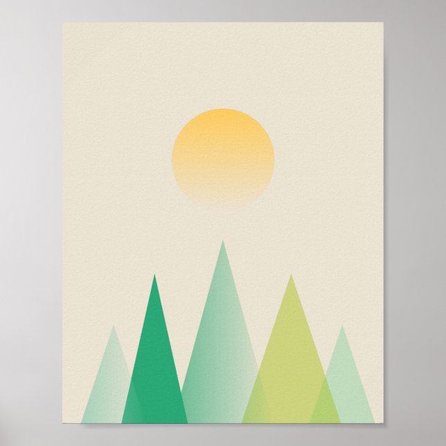 Abstract green mountains poster (Front)