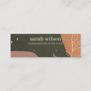 Abstract Green Orange Leafy Stud Earring Display Mini Business Card