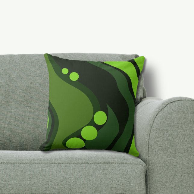 Abstract Green Organic Flowing Shapes Cushion (Abstract Green Organic Flowing Shapes Throw Pillow)