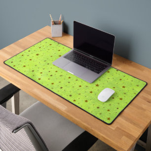 Abstract green paper with gold stars, moon desk mat