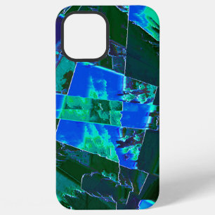Abstract green pasture parts and blue sky, notched iPhone 12 pro max case