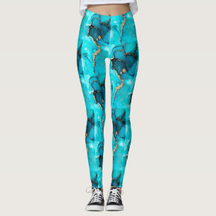 Abstract Green Pattern Mediterranean Turquoise Leggings