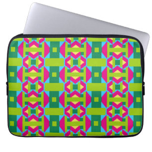 Abstract Green Pink Yellow Pattern with Geometry Laptop Sleeve