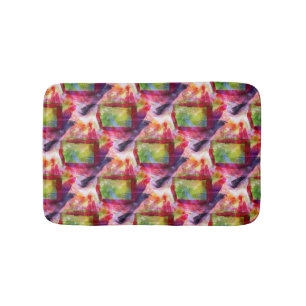 Abstract green, red wallpaper bath mat